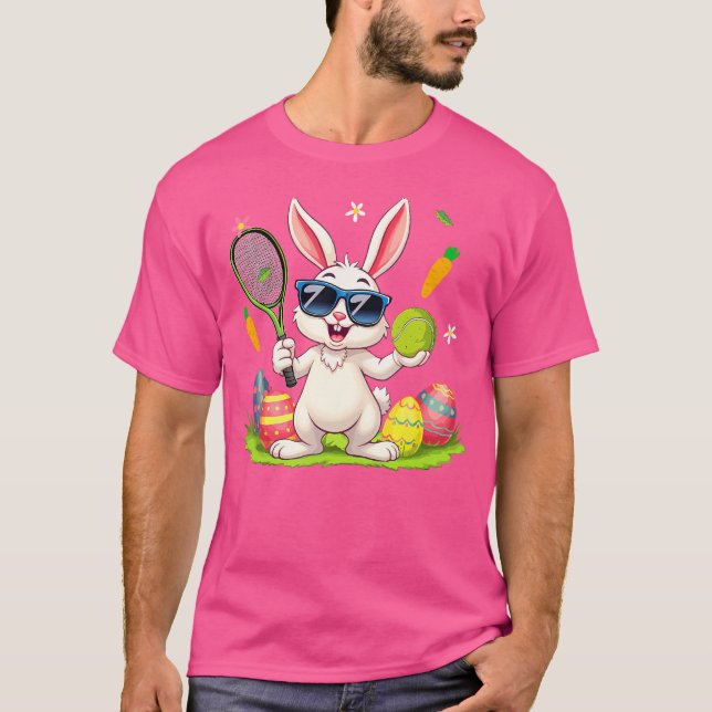 Bunny Sunglasses Easter Eggs Tennis Player Lover T-Shirt (Vorderseite)