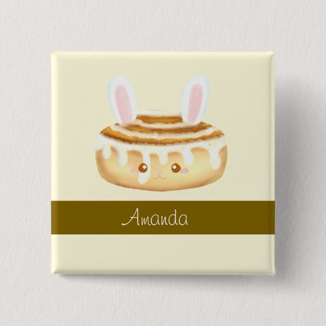 Bunny Sweet Dessert Cinnamon Bun Button (Vorderseite)