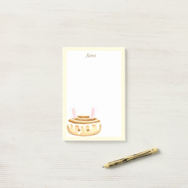 Bunny Sweet Dessert Cinnamon Bun Post-it Klebezettel (Auf Schreibtisch)