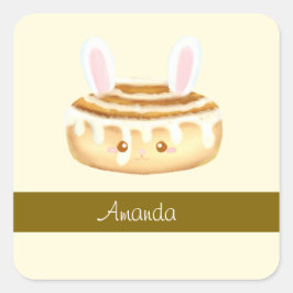 Bunny Sweet Dessert Cinnamon Bun Quadratischer Aufkleber
