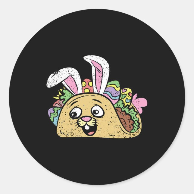 Bunny Taco Osterfest Funny Mexican Food Egg Huntin Runder Aufkleber (Vorderseite)