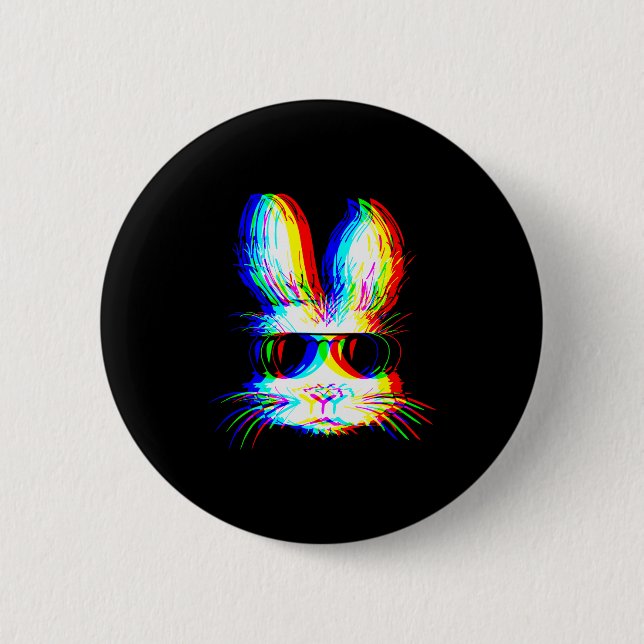 Bunny Trippy Varwave Easter Techno Rave Edm Music  Button (Vorderseite)