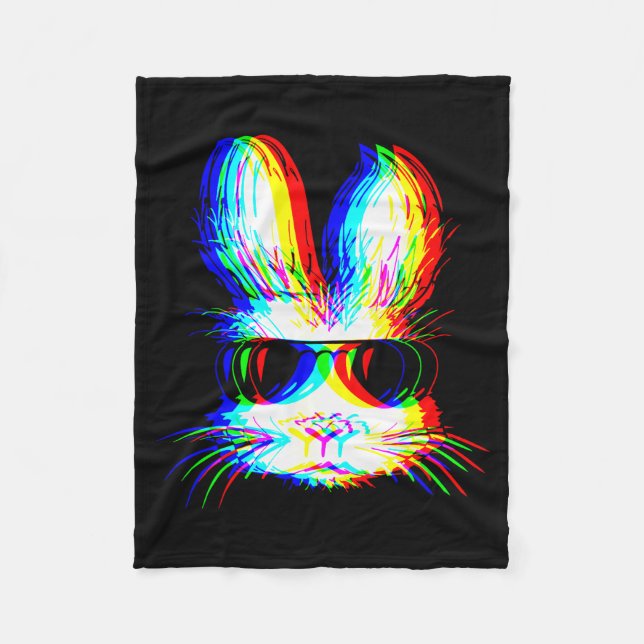 Bunny Trippy Varwave Easter Techno Rave Edm Music  Fleecedecke (Vorderseite)