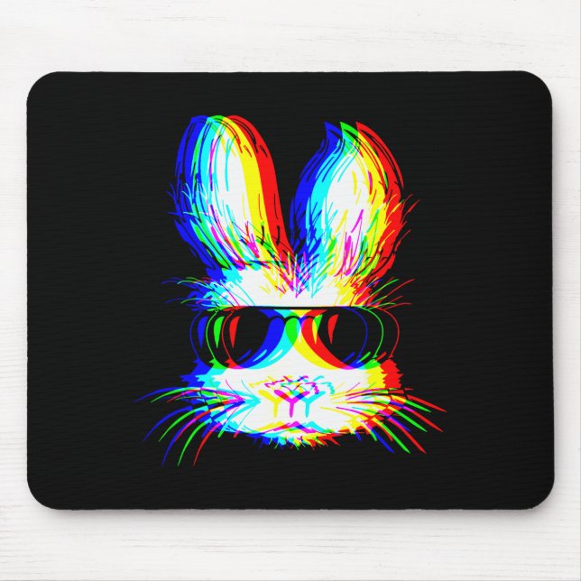 Bunny Trippy Varwave Easter Techno Rave Edm Music  Mousepad (Vorne)