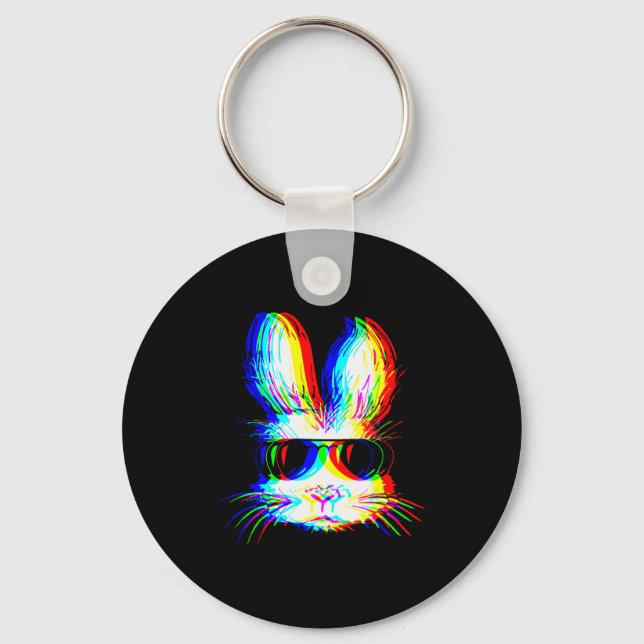 Bunny Trippy Varwave Easter Techno Rave Edm Music  Schlüsselanhänger (Vorderseite)