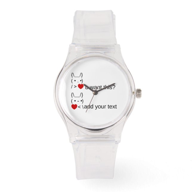 Bunny u gewollt? / Angepasste ASCII-Textkunst Armbanduhr (Vorderseite)