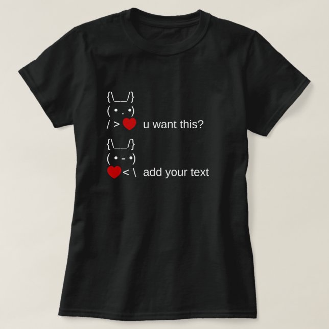 Bunny u gewollt? / Angepasste ASCII-Textkunst T-Shirt (Design vorne)