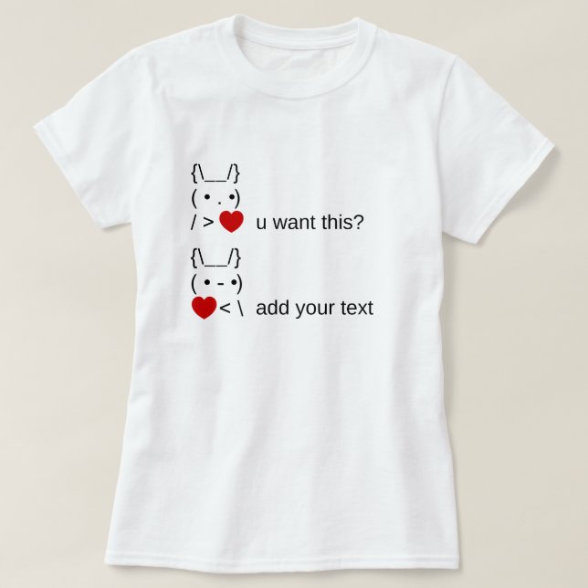 Bunny u gewollt? / Angepasste ASCII-Textkunst T-Shirt (Design vorne)