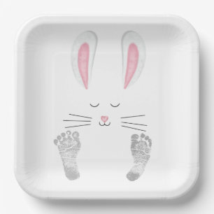 Bunny und Baby Footprints Pappteller