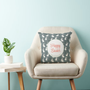 Bunny und Eier Blumengrau Kissen
