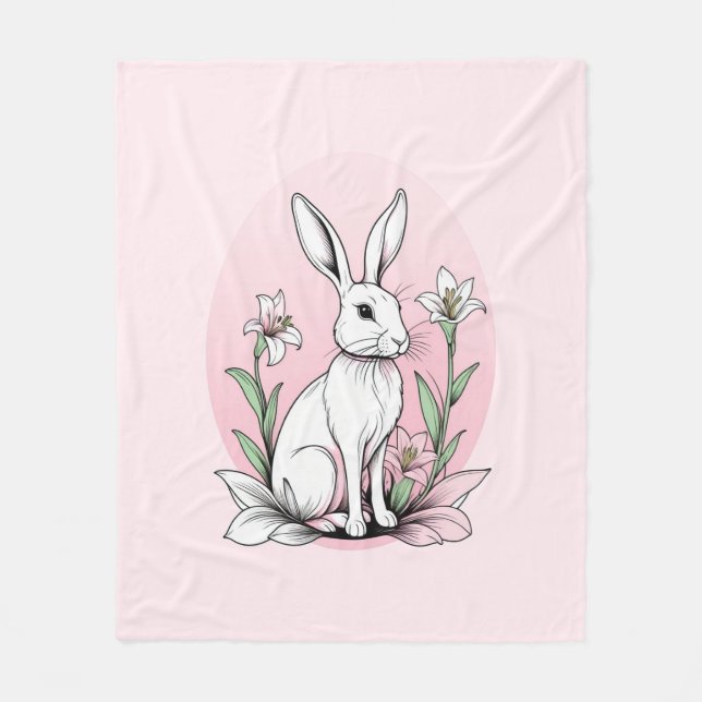 Bunny und Lilies Fleecedecke (Vorderseite)
