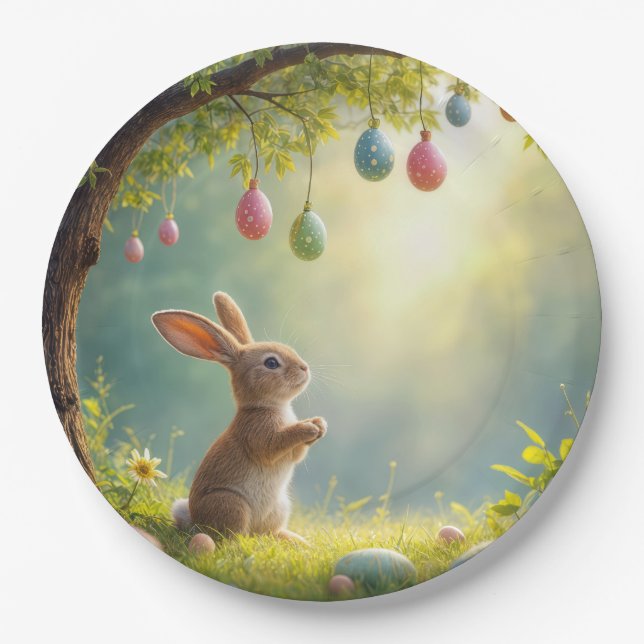 Bunny Under a Ostereier Tree Pappteller (Vorderseite)