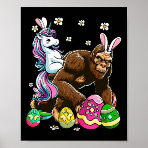 Bunny Unicorn Reiten Bigfoot Blume Osterhu Poster