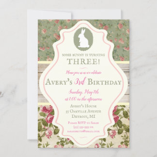 Bunny Viktorianisch Floral Shabby Chic Party Einla Einladung