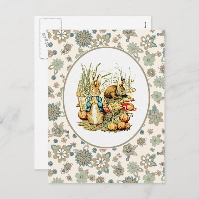 Bunny vintage. Carte postale de Pâques (Devant / Derrière)