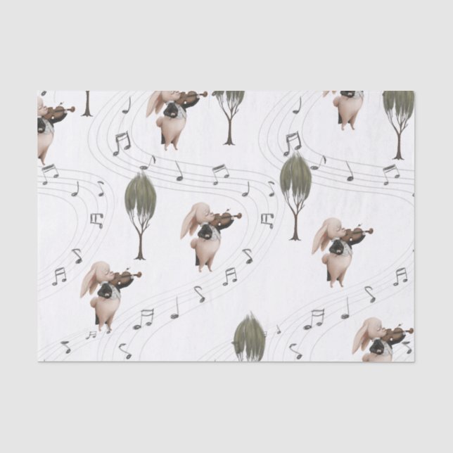 Bunny Violinist Tissue Paper Seidenpapier (Vorderseite)