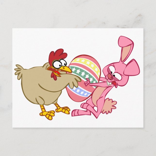 BUNNY VS CHICKEN POSTKARTE (Vorderseite)