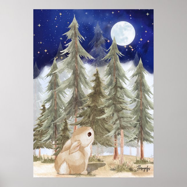 Bunny Wall art Poster  Starry Night (Devant)