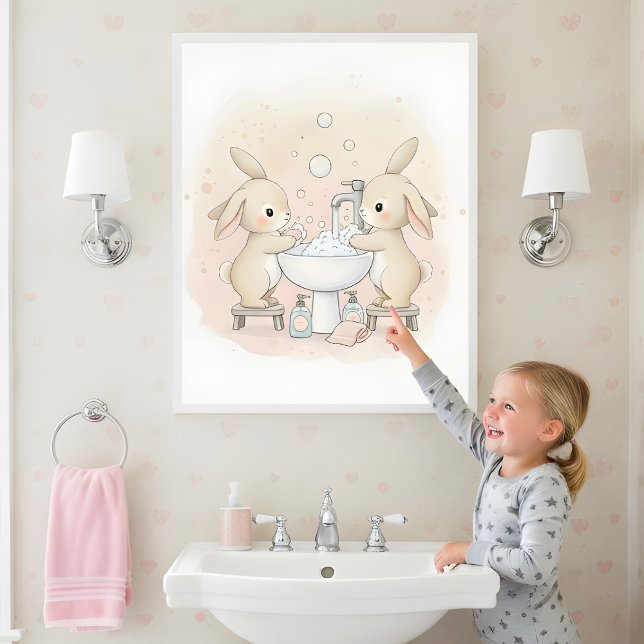Bunny Wash Squad Kinder Badezimmer Wandbild Poster (Von Creator hochgeladen)