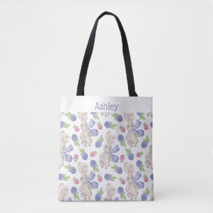 Bunny watercolor spring berry tasche