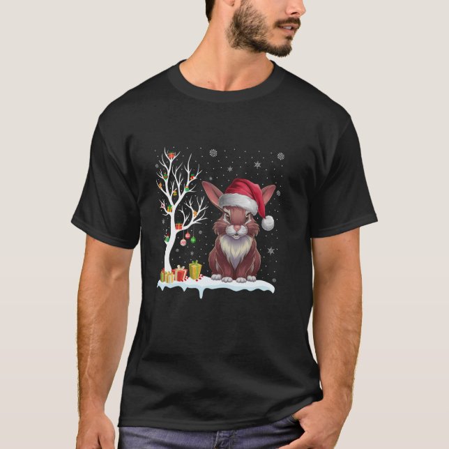 Bunny Weihnachtsmannmütze Festlicher Baum Weihnach T-Shirt (Vorderseite)