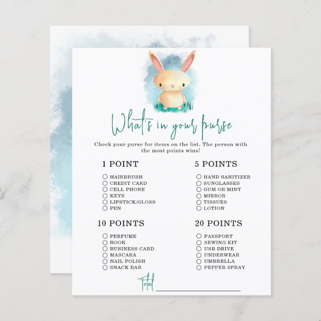 Bunny Whats in deiner Handtasche, Babydusche (Vorne/Hinten)