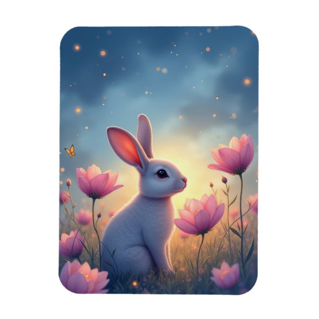 Bunny Whimsisical Wild Blume Magnet (Vertikal)