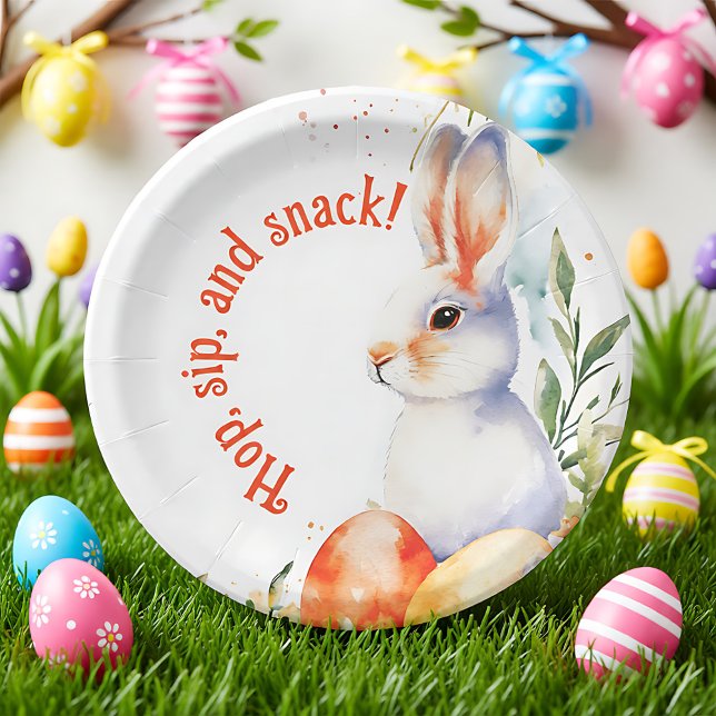 🐇 Bunny Whirlpool Pappteller (Customizable 🐇Bunny Whirl Papercraft Delight Paper Plates)