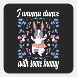 Bunny Will mit Tanzpartner zu tanzen Quadratischer Aufkleber