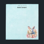 Bunny with a Garland of Roses Cute Notizblock<br><div class="desc">A notepad with a watercolor image. A white gray bunny rabbit surrounded by a garland of pink and peach roses. For bunny lovers and Easter themes and birthdays and showers.</div>