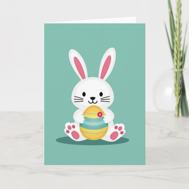 Bunny With Egg Celebration Card Karte (Vorderseite)