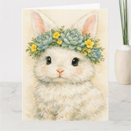 Bunny With Floral Crown Karte