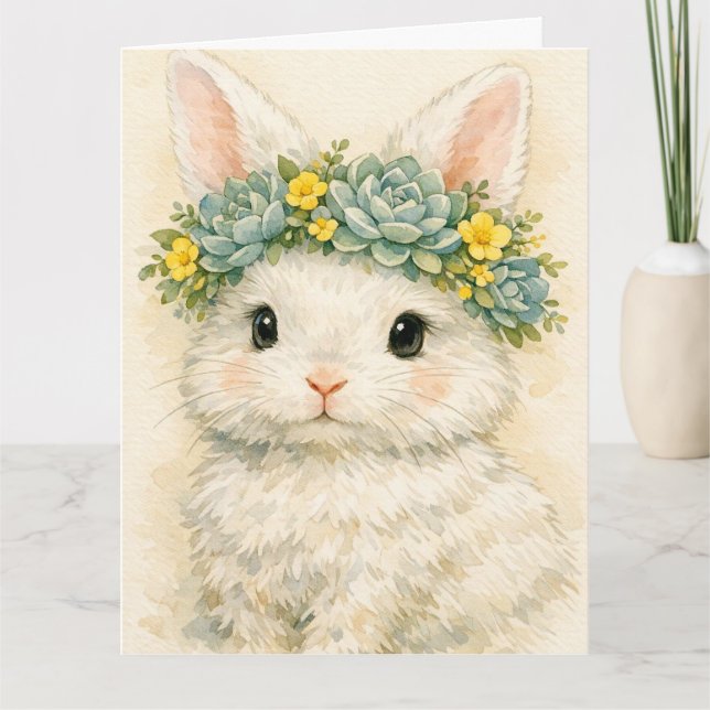  Bunny With Floral Crown Karte (Vorderseite)
