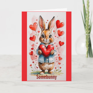 Bunny With Hearts Valentine Day Greeting Card Karte