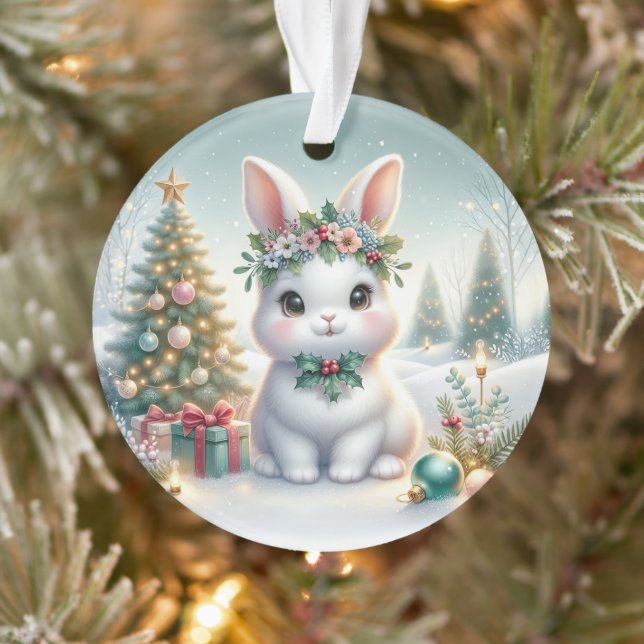 Bunny with Holly Crown & Candle Glow (Arbre)