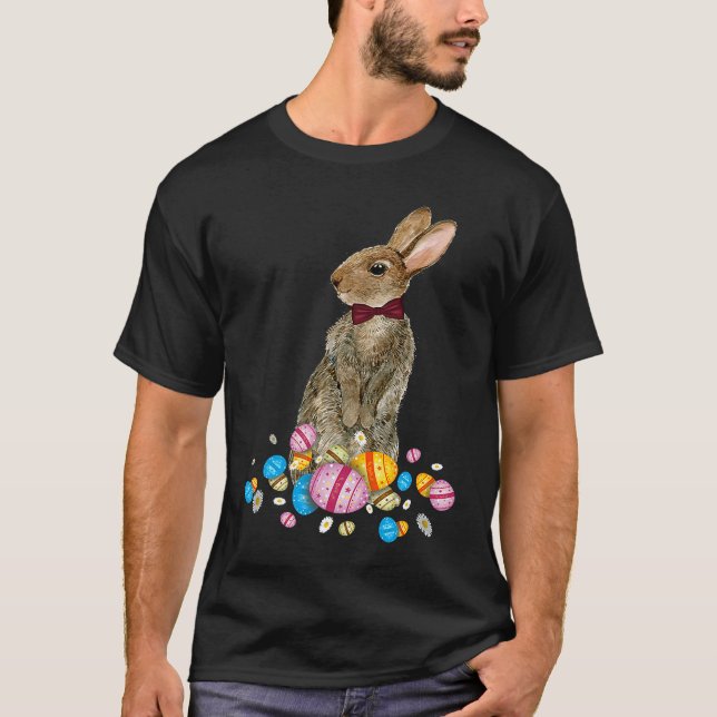 Bunny With Necktie Happy Easter Sayings Egg Cute B T-Shirt (Vorderseite)