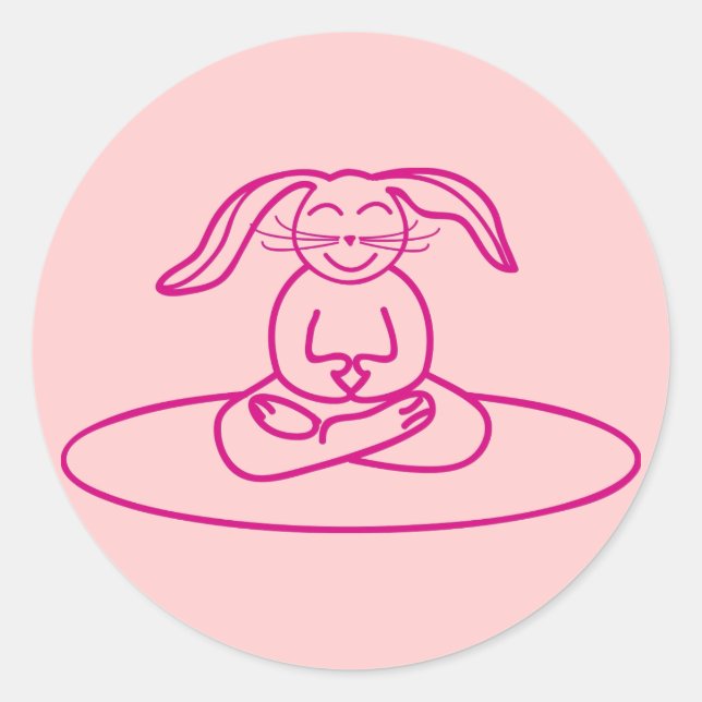 Bunny Yoga - Sticker rose (Devant)