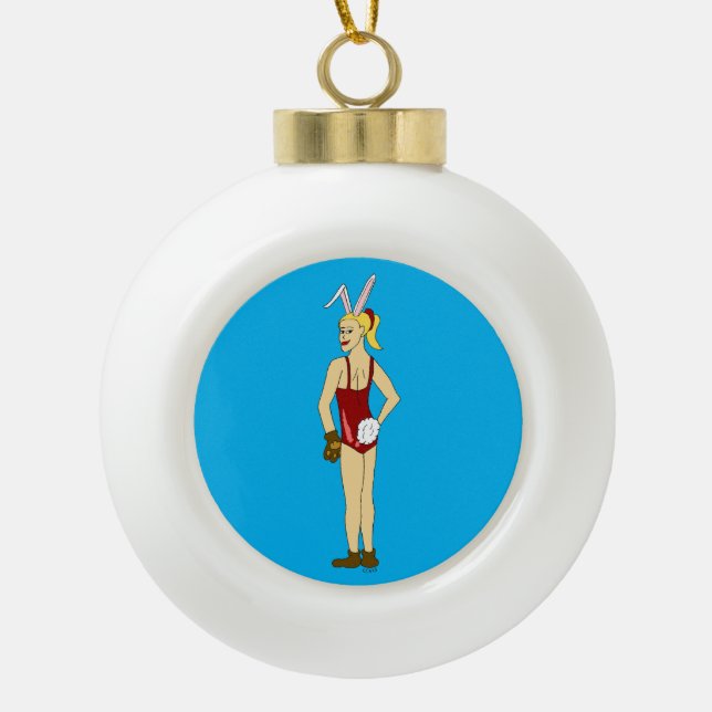 Bunnygirl Keramik Kugel-Ornament (Vorderseite)