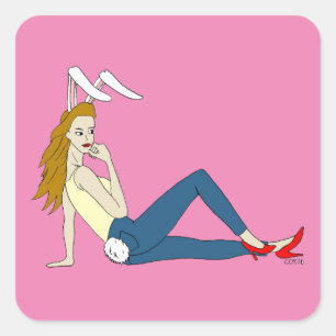 Bunnygirl Quadratischer Aufkleber