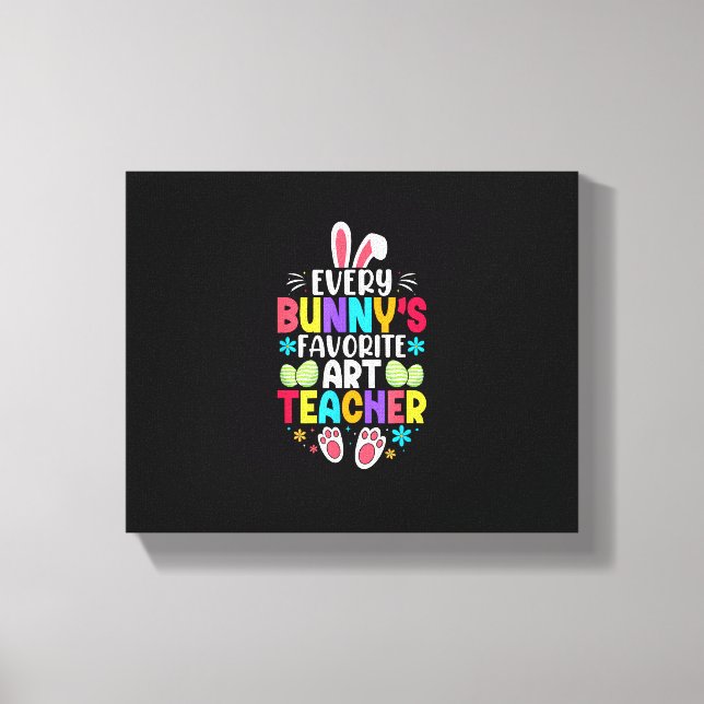 Bunny's Teacher Osterzeit Thema farbenfrohe Gestal Leinwanddruck (Vorderseite)