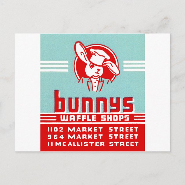 Bunnys Waffle Shops Postkarte (Vorderseite)