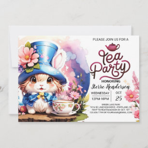 Bunny's Wonderland Tea Party Babydusche Einladung
