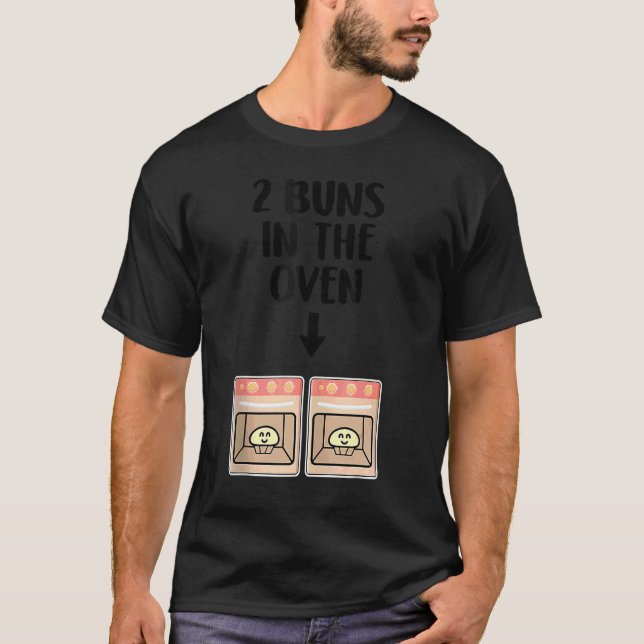 Buns in den Oven Twins Schwangerschaft Ankündigung T-Shirt (Vorderseite)