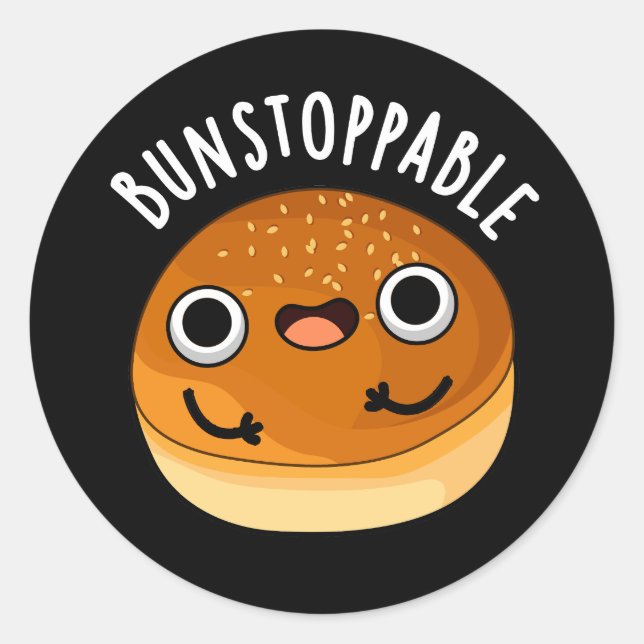 Bunstoppable Funny Bun Pun Dark BG Runder Aufkleber (Vorderseite)