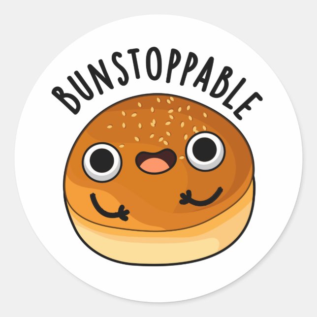 Bunstoppable Funny Bun Pun Runder Aufkleber (Vorderseite)