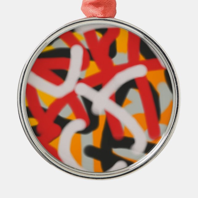 bunt 0748 abstrakte Kunst Silbernes Ornament (Vorne)