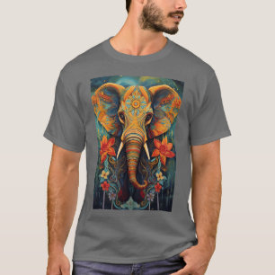 Bunt bemalter Elefant Tierkunst Familie T-Shirt