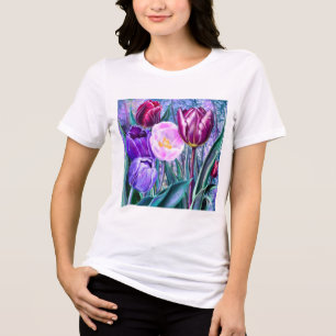 Bunt bemaltes Tulpen T-Shirt Tri-Blend Shirt