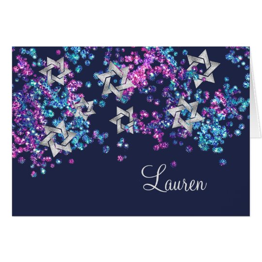 Bunt danke silberner SternGlittery Confetti Karte