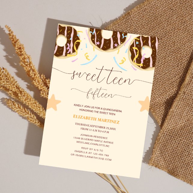 bunt Donut süße 15 Quinceañera Einladung (Von Creator hochgeladen)